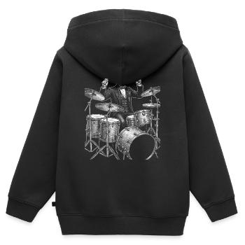 Franklin Pierce Trommler Skizzenstil - Kinder Premium Organic Zip Hoodie - Schwarz - Hinten - AI Model Kid Male (0cm)