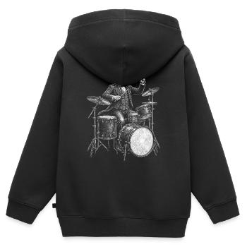 James Buchanan Vintage Drummer - Kids Premium Organic Zip-up Hoodie - black - Back - AI Model Kid Male (0cm)