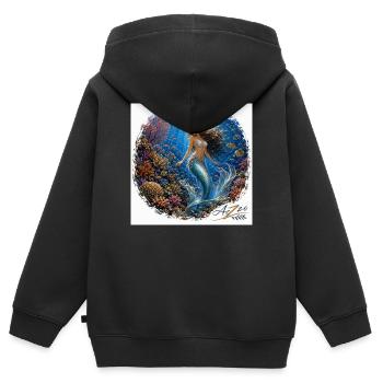 Unterwasser-Meerjungfrau in der  Korallen Welt - Kinder Premium Organic Zip Hoodie - Schwarz - Hinten - AI Model Kid Male (0cm)