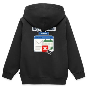 Arbeitsplatzhumor Antwort per E-Mail Bitte, Kalender De - Kinder Premium Organic Zip Hoodie - Schwarz - Hinten - AI Model Kid Male (0cm)