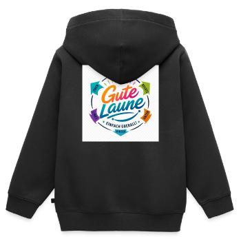 Gute Laune Kreis Farbig Positiv - Kinder Premium Organic Zip Hoodie - Schwarz - Hinten - AI Model Kid Male (0cm)