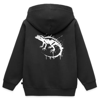 Leguan-Tintenspritzer - Kinder Premium Organic Zip Hoodie - Schwarz - Hinten - AI Model Kid Male (0cm)