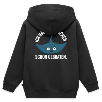 Rochen Schon Gebraten Stachelrochen Manta Rochen - Kinder Premium Organic Zip Hoodie - Schwarz - Hinten - AI Model Kid Male (0cm)