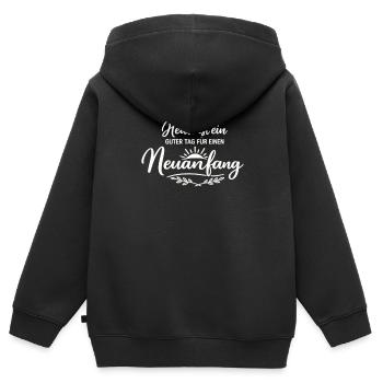 Heute ist ein guter Tag für einen Neuanfang - Kinder Premium Organic Zip Hoodie - Schwarz - Hinten - AI Model Kid Male (0cm)