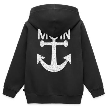 Moin-_Anker - Kinder Premium Organic Zip Hoodie - Schwarz - Hinten - AI Model Kid Male (0cm)
