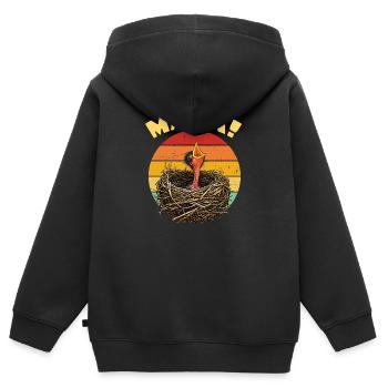 Mama Hatch Nest Retro Sonnenuntergang - Kinder Premium Organic Zip Hoodie - Schwarz - Hinten - AI Model Kid Male (0cm)