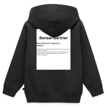 Bonsai Gärtner: Miniaturwald - Kinder Premium Organic Zip Hoodie - Schwarz - Hinten - AI Model Kid Male (0cm)