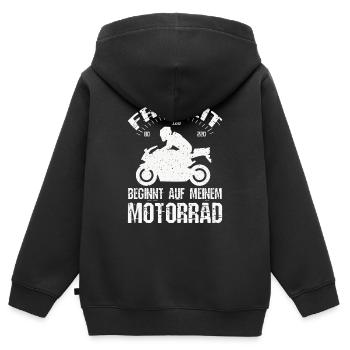 Freiheit Motorrad - Kinder Premium Organic Zip Hoodie - Schwarz - Hinten - AI Model Kid Male (0cm)