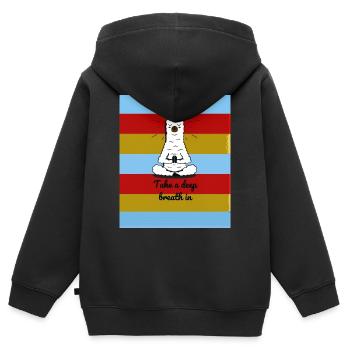 Meditating Lama - Kinder Premium Organic Zip Hoodie - Schwarz - Hinten - AI Model Kid Male (0cm)