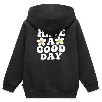 Schönen Tag noch, Gänseblümchen-Motiv - Kinder Premium Organic Zip Hoodie - Schwarz - Hinten - AI Model Kid Male (0cm)