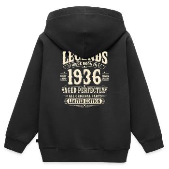90. Geburtstag Geschenk Mann 1936 Vintage Retro - Kinder Premium Organic Zip Hoodie - Schwarz - Hinten - AI Model Kid Male (0cm)