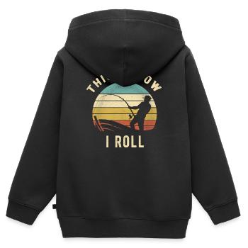 Angeln Retro So rolle ich Angler Geschenk - Kinder Premium Organic Zip Hoodie - Schwarz - Hinten - AI Model Kid Male (0cm)