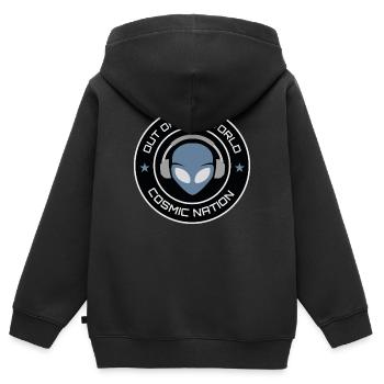 Außerirdischer UFO-DJ Alien - Kinder Premium Organic Zip Hoodie - Schwarz - Hinten - AI Model Kid Male (0cm)