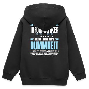 Informatiker Dummheit Reparieren - Kinder Premium Organic Zip Hoodie - Schwarz - Hinten - AI Model Kid Male (0cm)