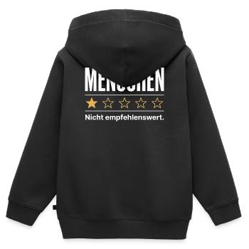 Menschen 1 stern bewertung i schlech nicht  - Kinder Premium Organic Zip Hoodie - Schwarz - Hinten - AI Model Kid Male (0cm)