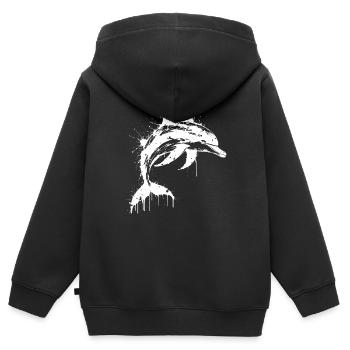 Dolphin Paint Splash White - Kinder Premium Organic Zip Hoodie - Schwarz - Hinten - AI Model Kid Male (0cm)