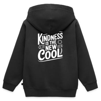 Freundlichkeit ist die neue Coolness - Kinder Premium Organic Zip Hoodie - Schwarz - Hinten - AI Model Kid Male (0cm)