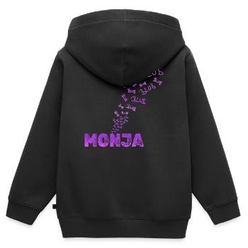 Spass  - Kinder Premium Organic Zip Hoodie - Schwarz - Hinten - AI Model Kid Male (0cm)