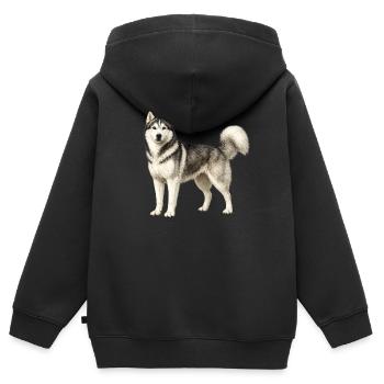 Husky Portrait im Nebel - Kinder Premium Organic Zip Hoodie - Schwarz - Hinten - AI Model Kid Male (0cm)