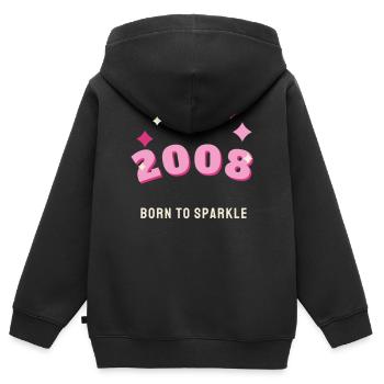 2008 Born to Sparkle Jahrgang 18. Geburtstag - Kinder Premium Organic Zip Hoodie - Schwarz - Hinten - AI Model Kid Male (0cm)