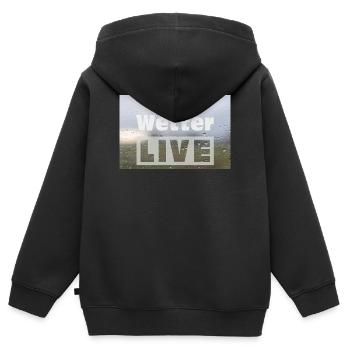 Wetter LIVE – Minimalistisches Regen Poster - Kinder Premium Organic Zip Hoodie - Schwarz - Hinten - AI Model Kid Male (0cm)