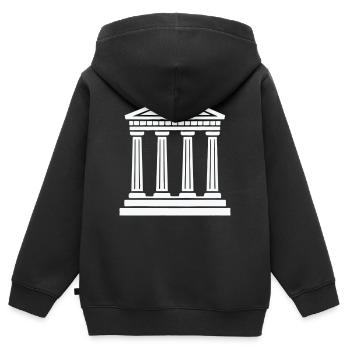 Klassischer Tempel Säulen Silhouette - Kinder Premium Organic Zip Hoodie - Schwarz - Hinten - AI Model Kid Male (0cm)