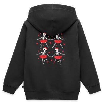Skeletttänze im roten Tutu - Kinder Premium Organic Zip Hoodie - Schwarz - Hinten - AI Model Kid Male (0cm)