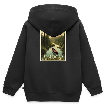 Spreewald Vintage Poster | Brandenburg - Kinder Premium Organic Zip Hoodie - Schwarz - Hinten - AI Model Kid Male (0cm)