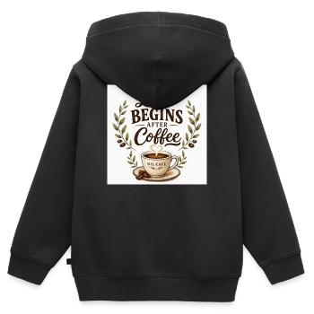 Life_Begins_After_Coffee.png - Kinder Premium Organic Zip Hoodie - Schwarz - Hinten - AI Model Kid Male (0cm)