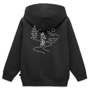 Cyclist woman in mountain  - Kinder Premium Organic Zip Hoodie - Schwarz - Hinten - AI Model Kid Male (0cm)