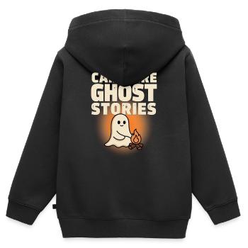 Halloween-Geist – Lagerfeuer-Geistergeschichten - Kinder Premium Organic Zip Hoodie - Schwarz - Hinten - AI Model Kid Male (0cm)