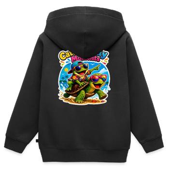 Urlaubs Vibes - Kinder Premium Organic Zip Hoodie - Schwarz - Hinten - AI Model Kid Male (0cm)