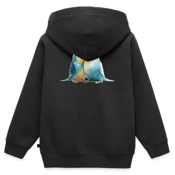 Wellensittiche - Kinder Premium Organic Zip Hoodie - Schwarz - Hinten - AI Model Kid Male (0cm)