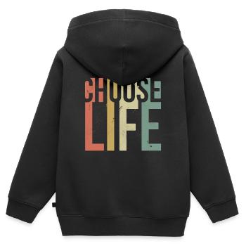Wählen Sie das inspirierende Zitat des Lebens – Retro-Design - Kinder Premium Organic Zip Hoodie - Schwarz - Hinten - AI Model Kid Male (0cm)