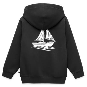 Modernes sportliches Segelboot mit klaren Konturen - Kinder Premium Organic Zip Hoodie - Schwarz - Hinten - AI Model Kid Male (0cm)