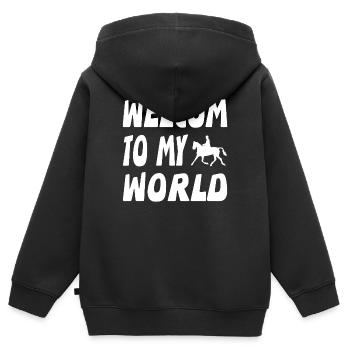 Pferde - Kinder Premium Organic Zip Hoodie - Schwarz - Hinten - AI Model Kid Male (0cm)