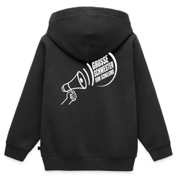 Grosse Schwester Vom Schulkind – Schulanfang - Kinder Premium Organic Zip Hoodie - Schwarz - Hinten - AI Model Kid Male (0cm)
