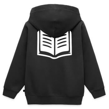 Buch Bücher lesen Geschenk - Kinder Premium Organic Zip Hoodie - Schwarz - Hinten - AI Model Kid Male (0cm)