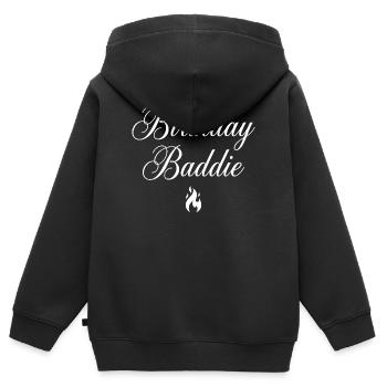 Geburtstags Baddie - Kinder Premium Organic Zip Hoodie - Schwarz - Hinten - AI Model Kid Male (0cm)