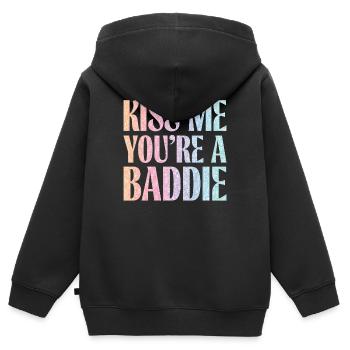 Küss mich du Baddie. - Kinder Premium Organic Zip Hoodie - Schwarz - Hinten - AI Model Kid Male (0cm)