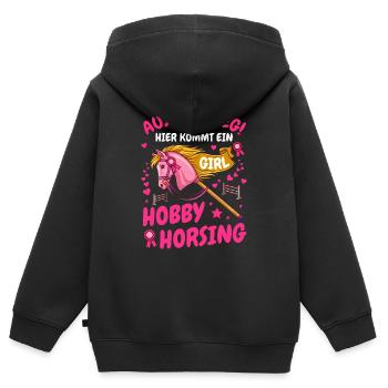 Aus dem Weg Hobby Horsing Girl Steckenpferd - Kinder Premium Organic Zip Hoodie - Schwarz - Hinten - AI Model Kid Male (0cm)