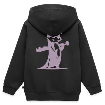 Otter Baseball Silhouette - Kinder Premium Organic Zip Hoodie - Schwarz - Hinten - AI Model Kid Male (0cm)