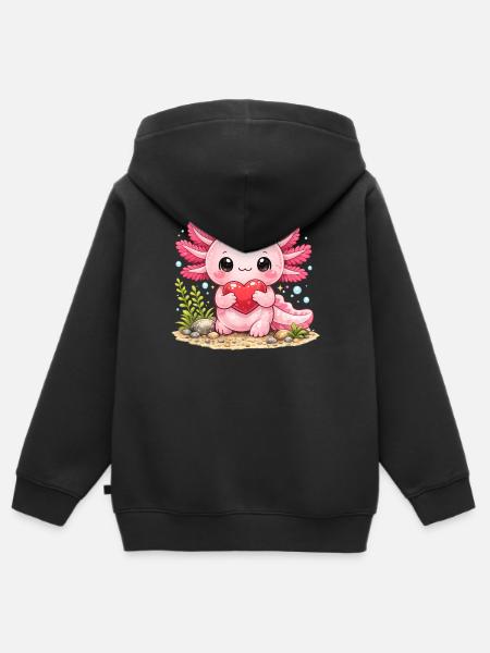 Axolotl - Kinder Premium Organic Zip Hoodie - Schwarz