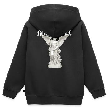 Rock-'n'-Roll-Engelstatue - Kinder Premium Organic Zip Hoodie - Schwarz - Hinten - AI Model Kid Male (0cm)