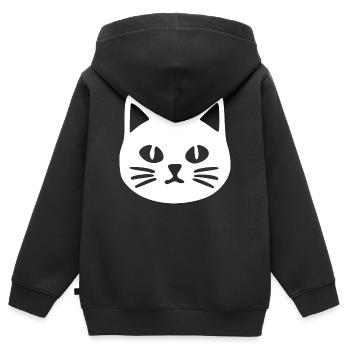Katzengesicht Katze - Kinder Premium Organic Zip Hoodie - Schwarz - Hinten - AI Model Kid Male (0cm)