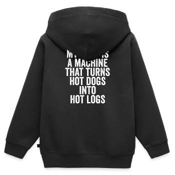 Ich bin eine Maschine, die Hotdogs in heiße Holzsc - Kinder Premium Organic Zip Hoodie - Schwarz - Hinten - AI Model Kid Male (0cm)