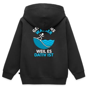 Genitiv Ins Wasser Weil Es Dativ Ist Grammatik - Kinder Premium Organic Zip Hoodie - Schwarz - Hinten - AI Model Kid Male (0cm)