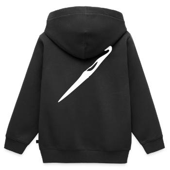 Häkeln Häkelnadel Geschenk - Kinder Premium Organic Zip Hoodie - Schwarz - Hinten - AI Model Kid Male (0cm)