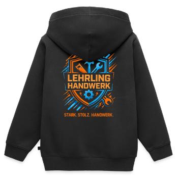 Eine Lehre im Handwerk - das ist die Zukunft - Kinder Premium Organic Zip Hoodie - Schwarz - Hinten - AI Model Kid Male (0cm)