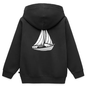 Abstraktes Segelboot Minimalistisches Design - Kinder Premium Organic Zip Hoodie - Schwarz - Hinten - AI Model Kid Male (0cm)
